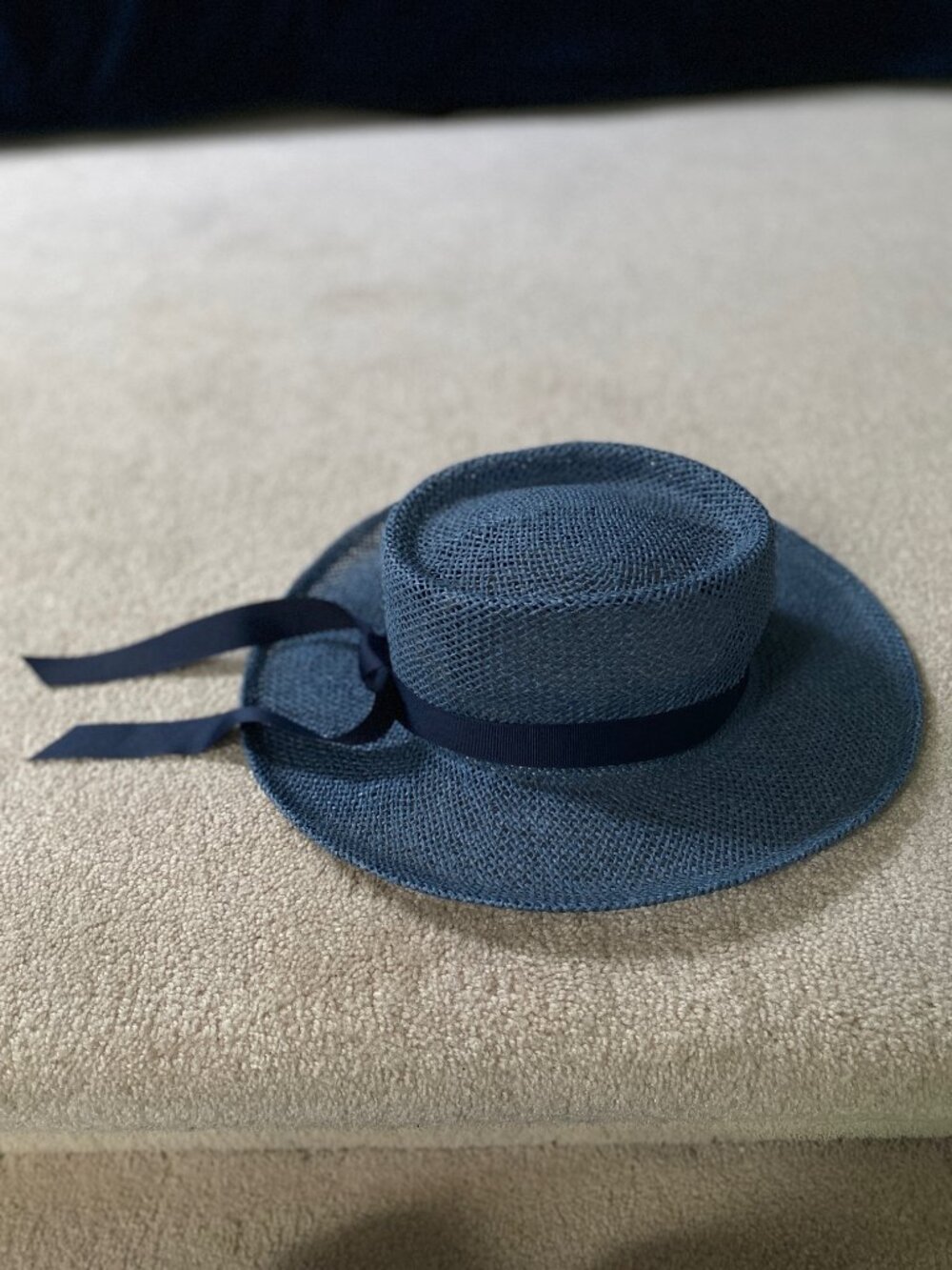Vtg Imperial  Hat Navy Blue with Ribbon Made in the USA
